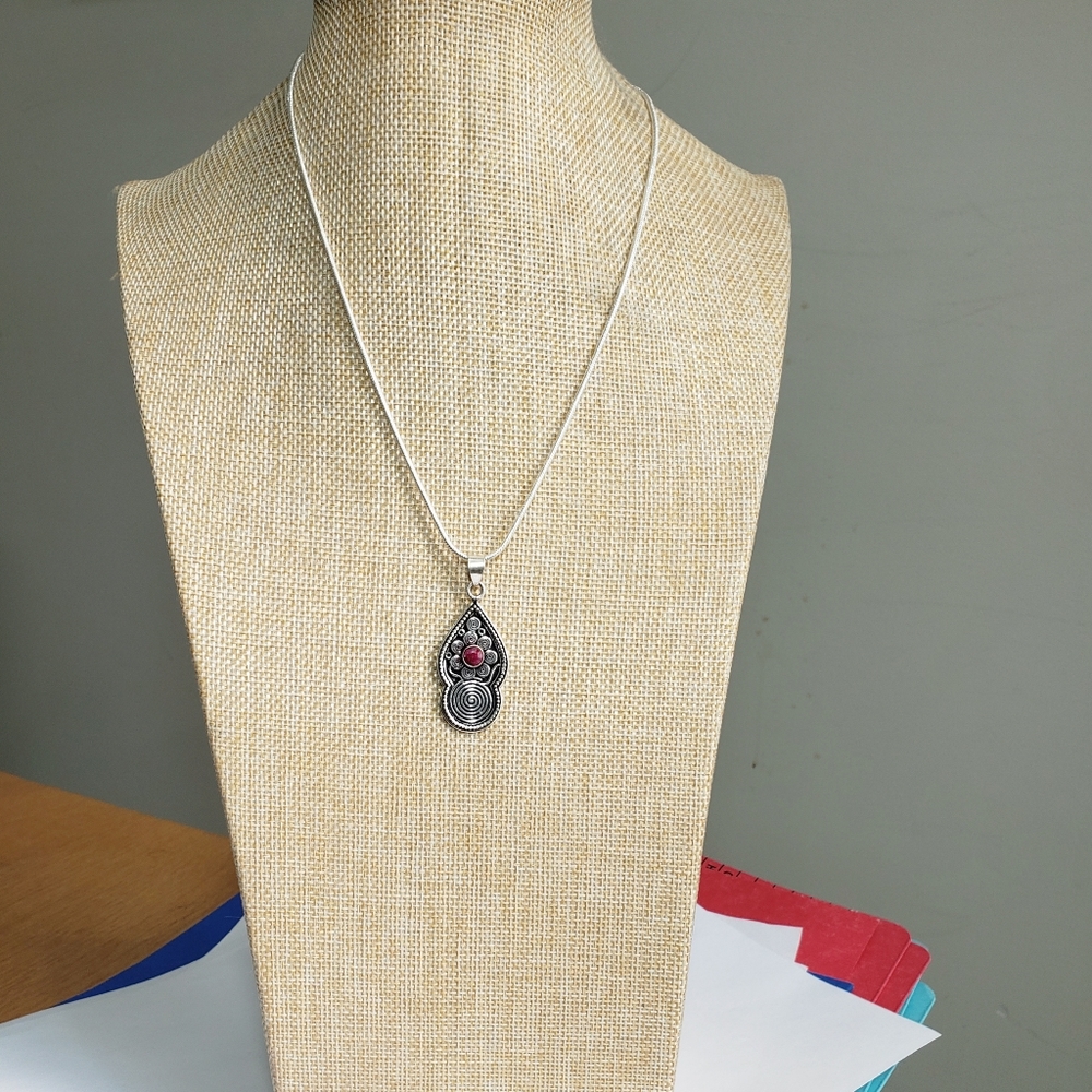 Ruby Necklace, 925 Silver Ruby Gemstone Pendant N… - image 7